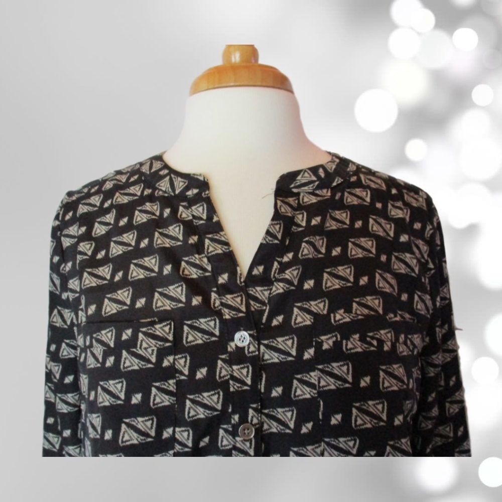 ❤ Notations Black & Tan Print Top Small  NEW